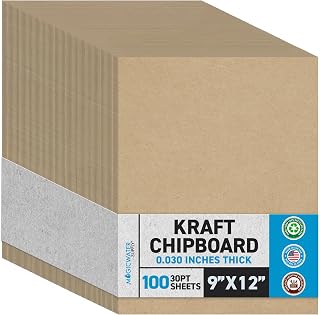 MagicWater Chipboard Sheet - 9x12 inch - 30 pt - 0.030" Thick - 100 Pack | For DIY Projects, Heavy Duty Kraft, Paperboard for Scrapbooking, Books, Picture Frame Backing, Art Projects &amp; Crafts