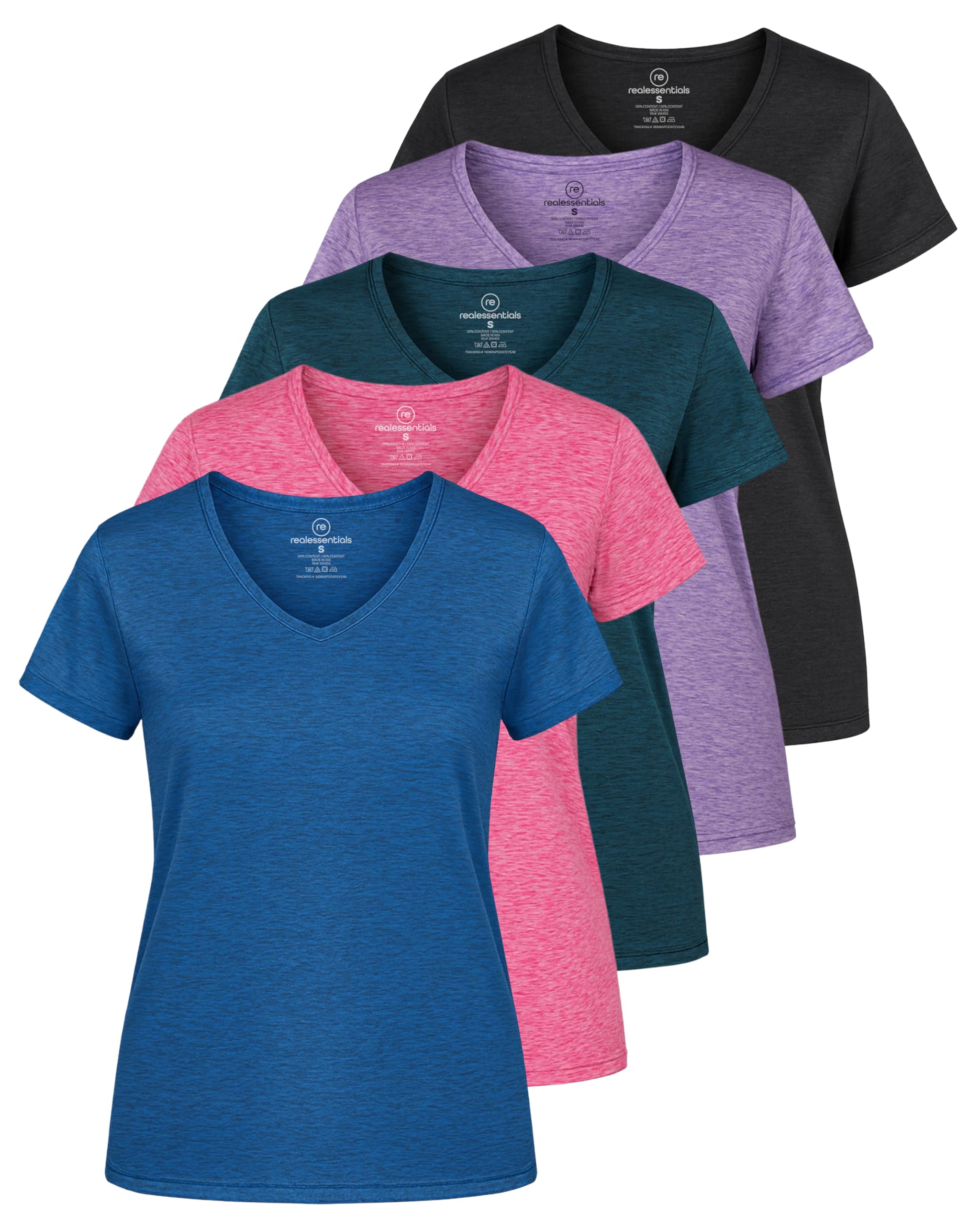 Real Essentials Women's Casual T-Shirt (Pack of 5)