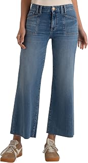 KUT from The Kloth Women's Meg High-Rise Fab Ab Wide Leg Raw Hem Jeans