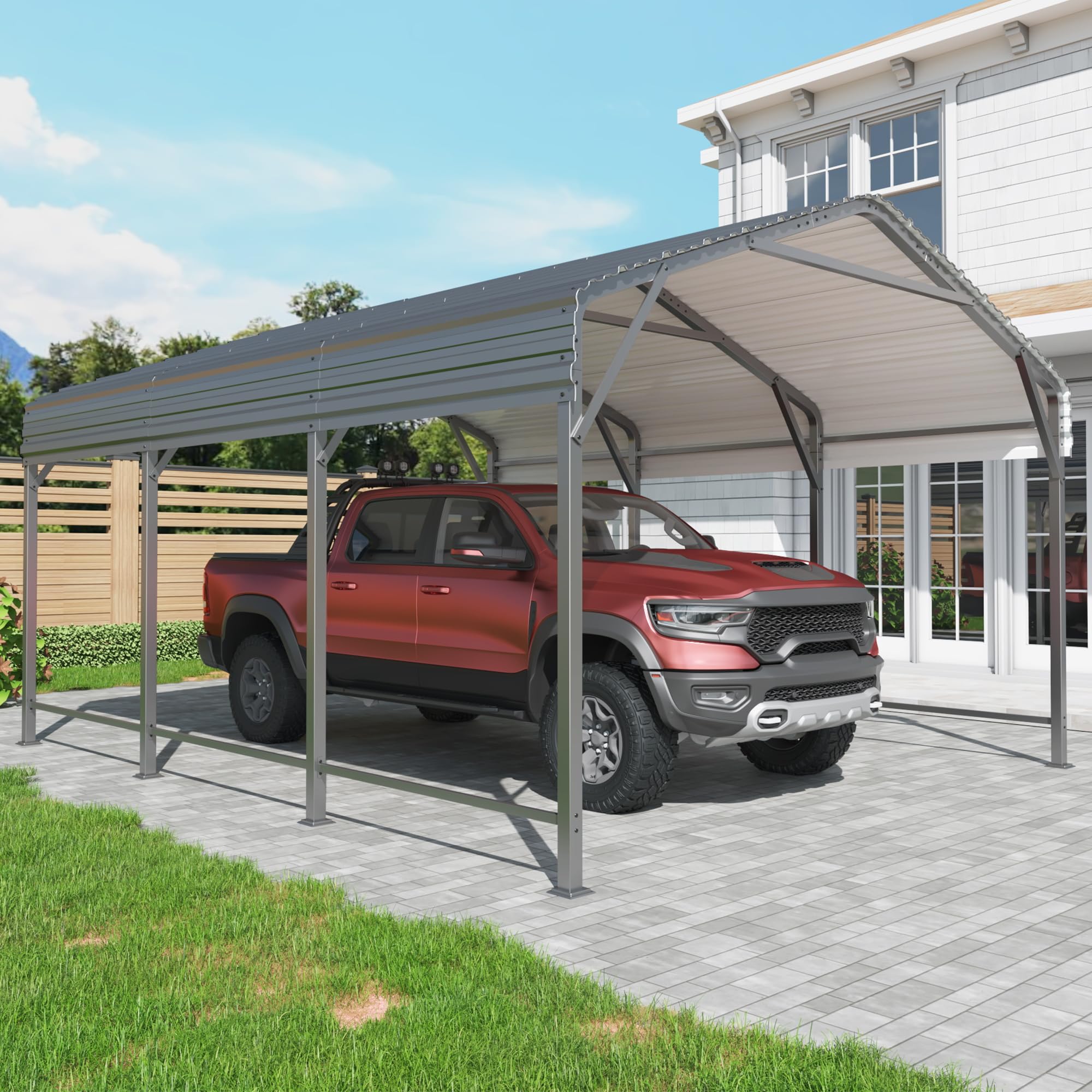 AirWire 10x15 FT Metal Carport Canopy with Reinforced Base | Heavy Duty Car port