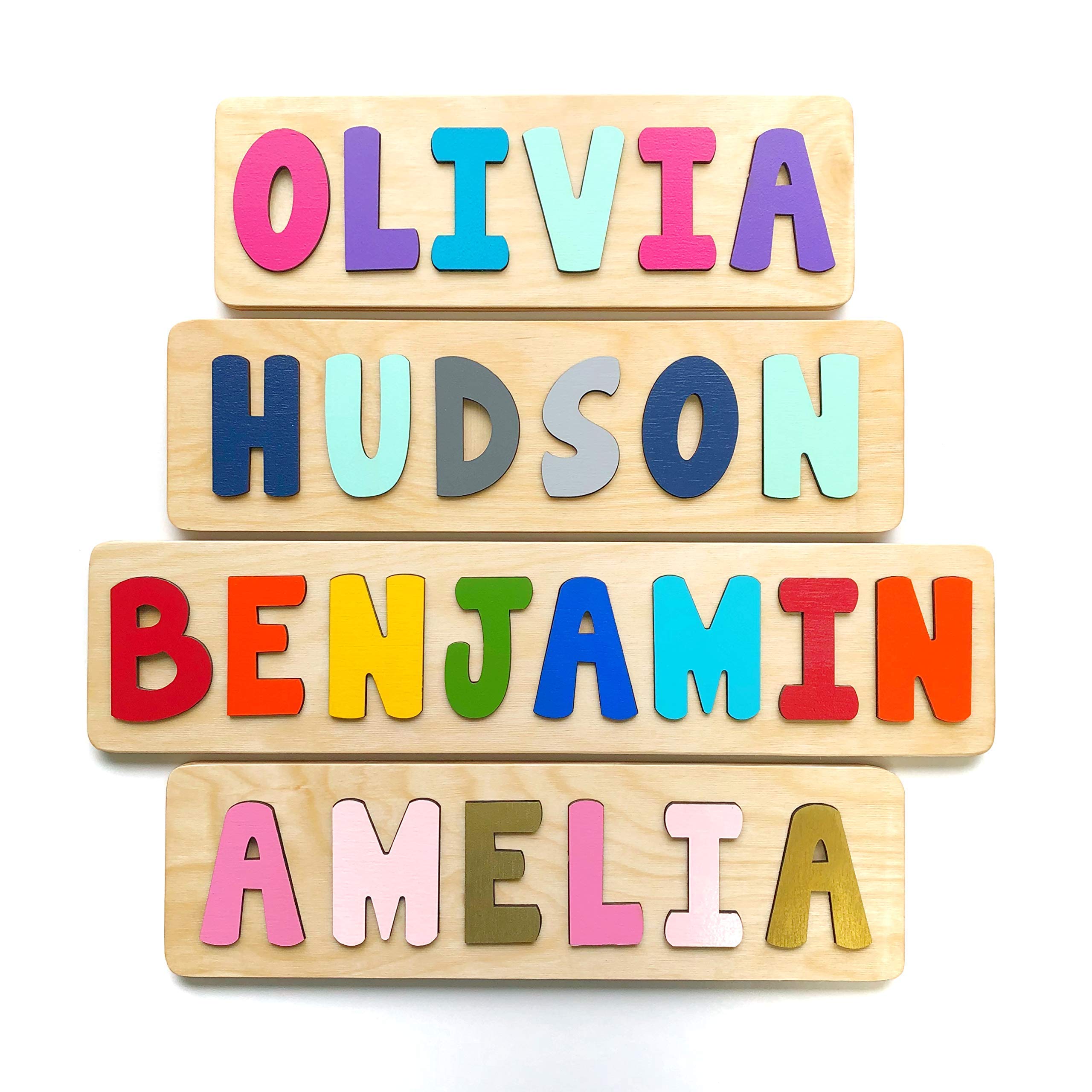 Personalized Wooden Name Puzzle for Kids, Handmade in USA by Bloom Owl, Custom B