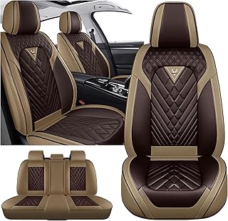 Car Seat Covers for Dodge Ram 1500 2002-2026, Waterproof Nappa Leather Car Seat Protector, Comfortable and Anti-Slip Car Seat Cover&Accessories(5 Seats/Brown Coffee)