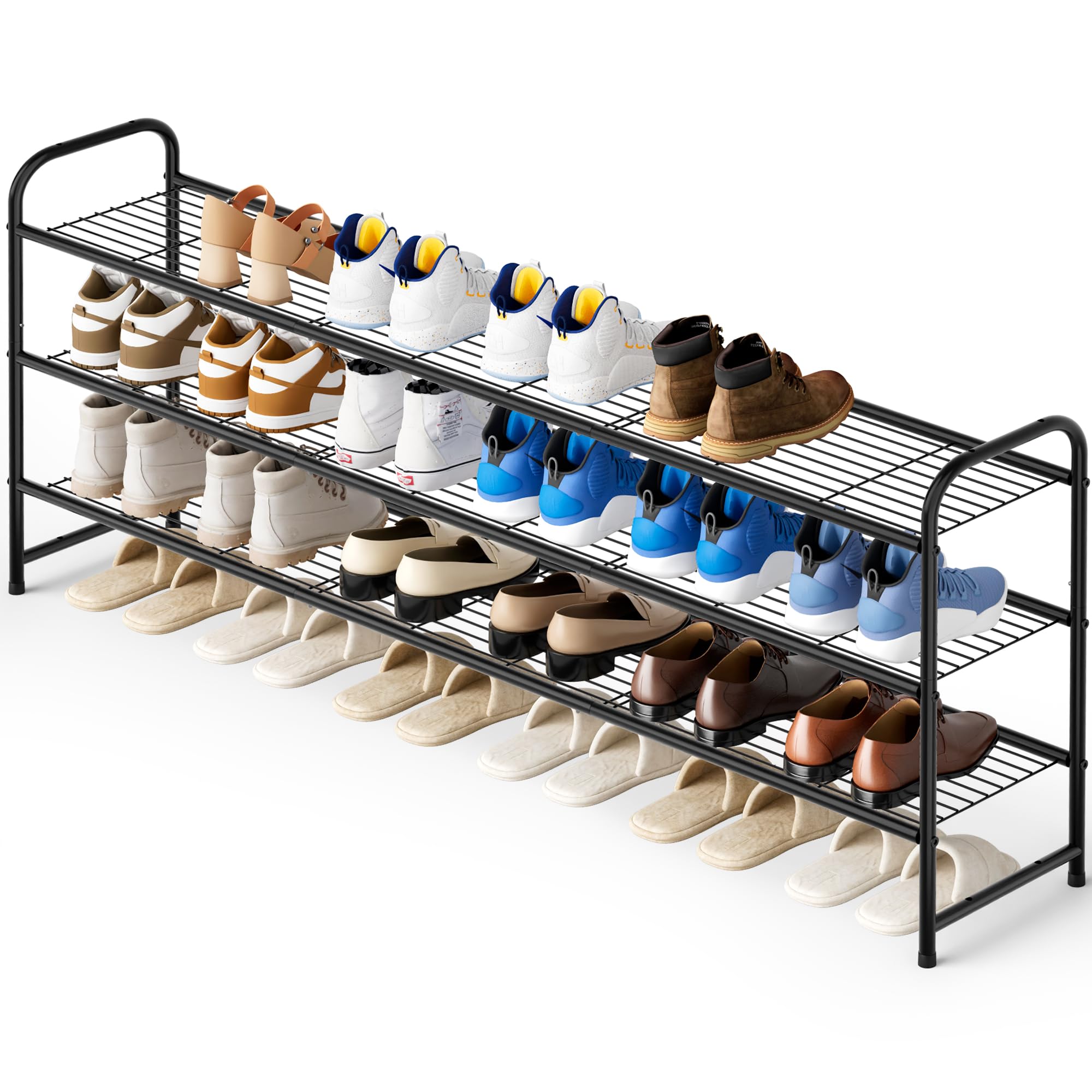 KEETDY 3-Tier Long Shoe Rack for Closet Metal Shoe Organizer for Entryway, Wide 