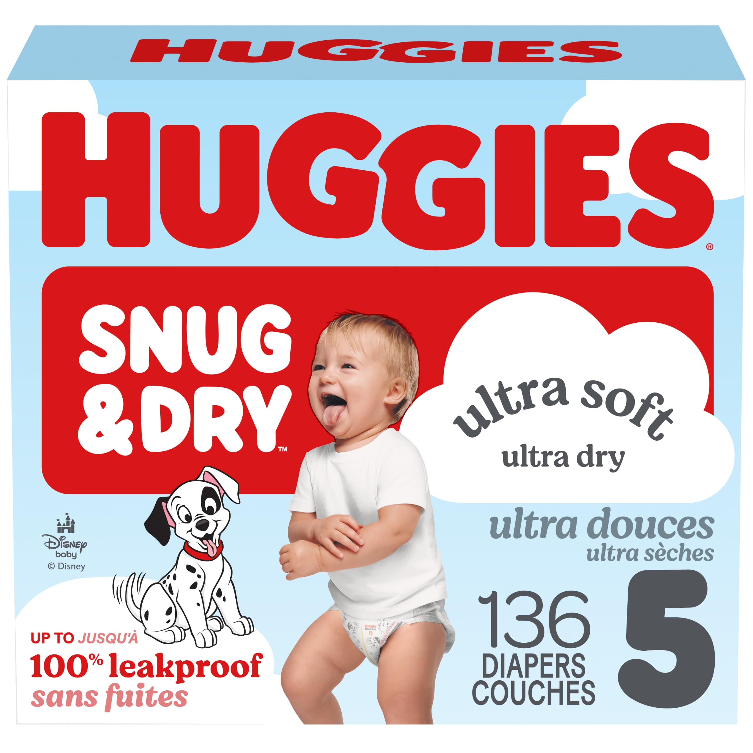 Huggies Size 5 Diapers, Snug & Dry Baby Diapers, Size 5 (25-37 lb.), 136 Count, 