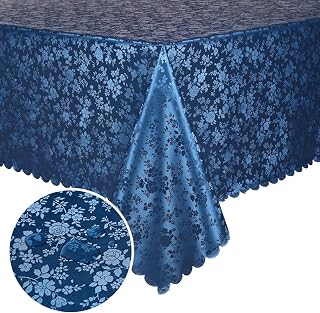 smiry Waterproof Vinyl Tablecloth, Square Heavy Duty Table Cloth, Wipeable Table Cover for Kitchen and Dining Room (Navy Blue, 54" X 54")