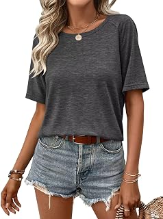 EADINVE Womens Half Sleeve T Shirts Crew Neck Summer Tops Fashion Tee Casual Basic Comfy Outfits Clothes