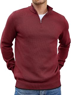 COOFANDY Men's Quarter Zip Up Pullover Slim Fit Lightweight Mock Neck Long Sleeve Sweaters