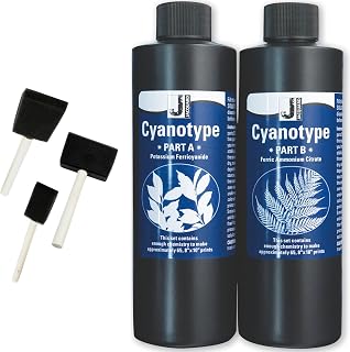 Jacquard Cyanotype Kit – 2-Part Sensitizer Set for Sun Printing on Paper &amp; Fabric – Create Photographic Blueprints &amp; Prussian Blue Art Prints