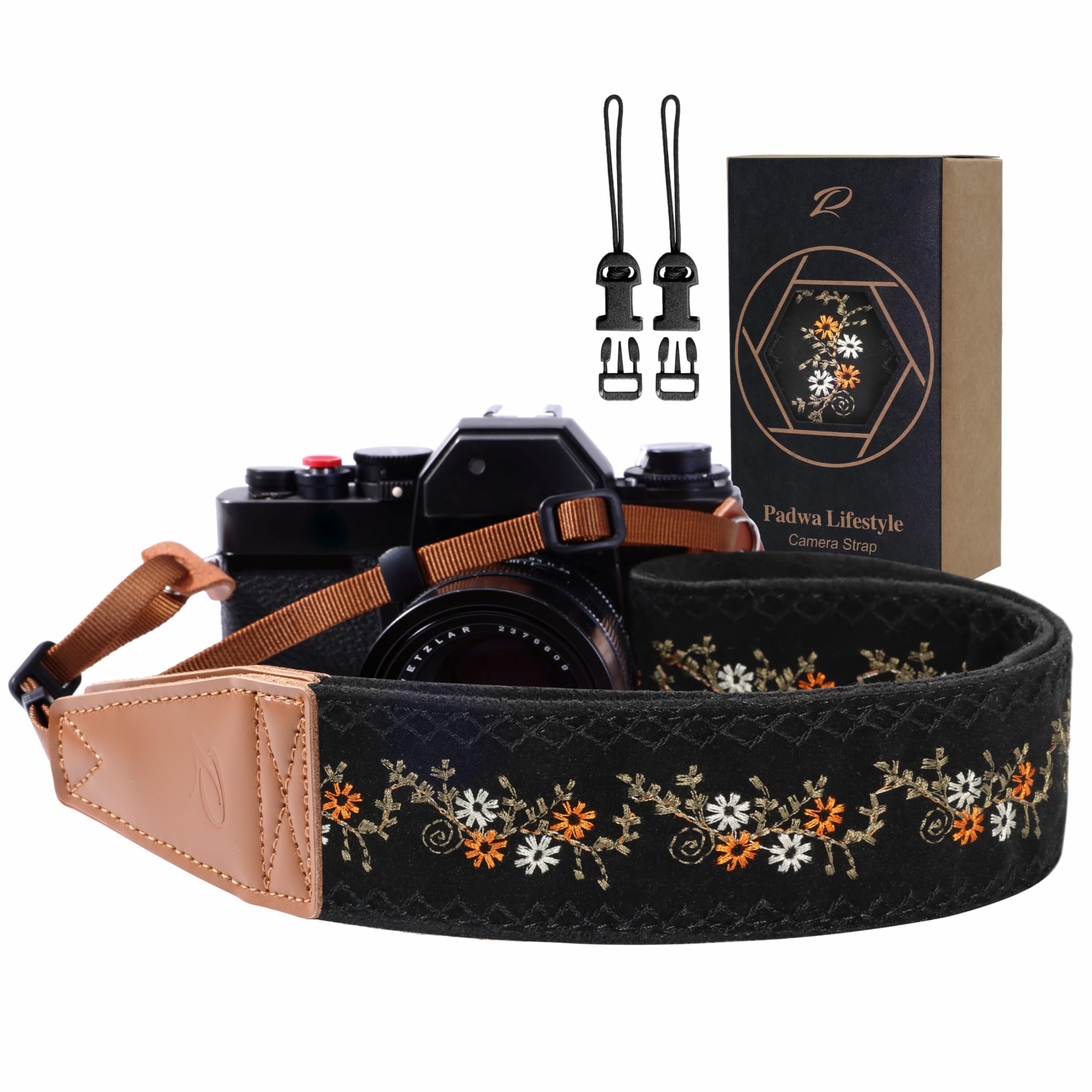 Padwa Lifestyle Camera Strap - 2" Full Grain Leather Ends Camera Straps for Phot