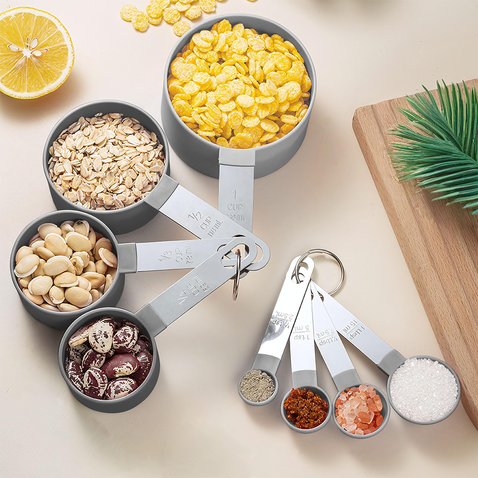 Measuring Cups and Spoons Set with Stainless Steel Handle for Dry and Liquid Ing