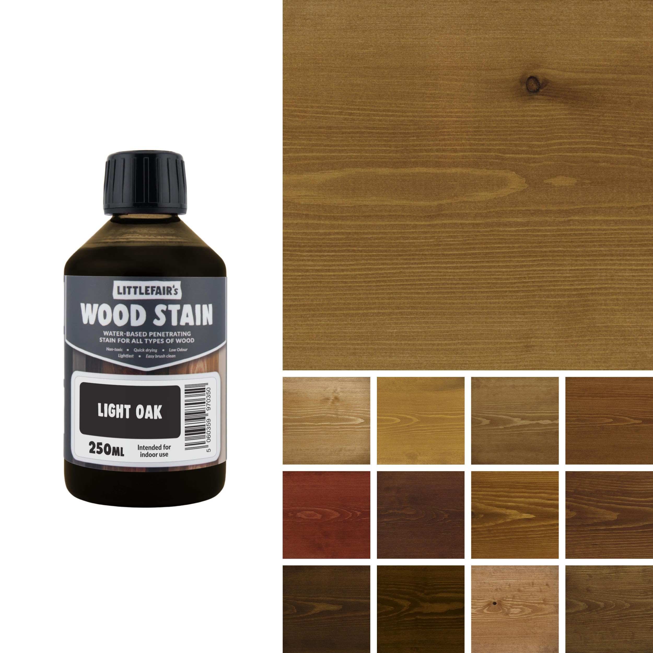Littlefair's Wood Stain Water-Based - (Light Oak) – Non-Toxic, Eco-Friendly & Qu