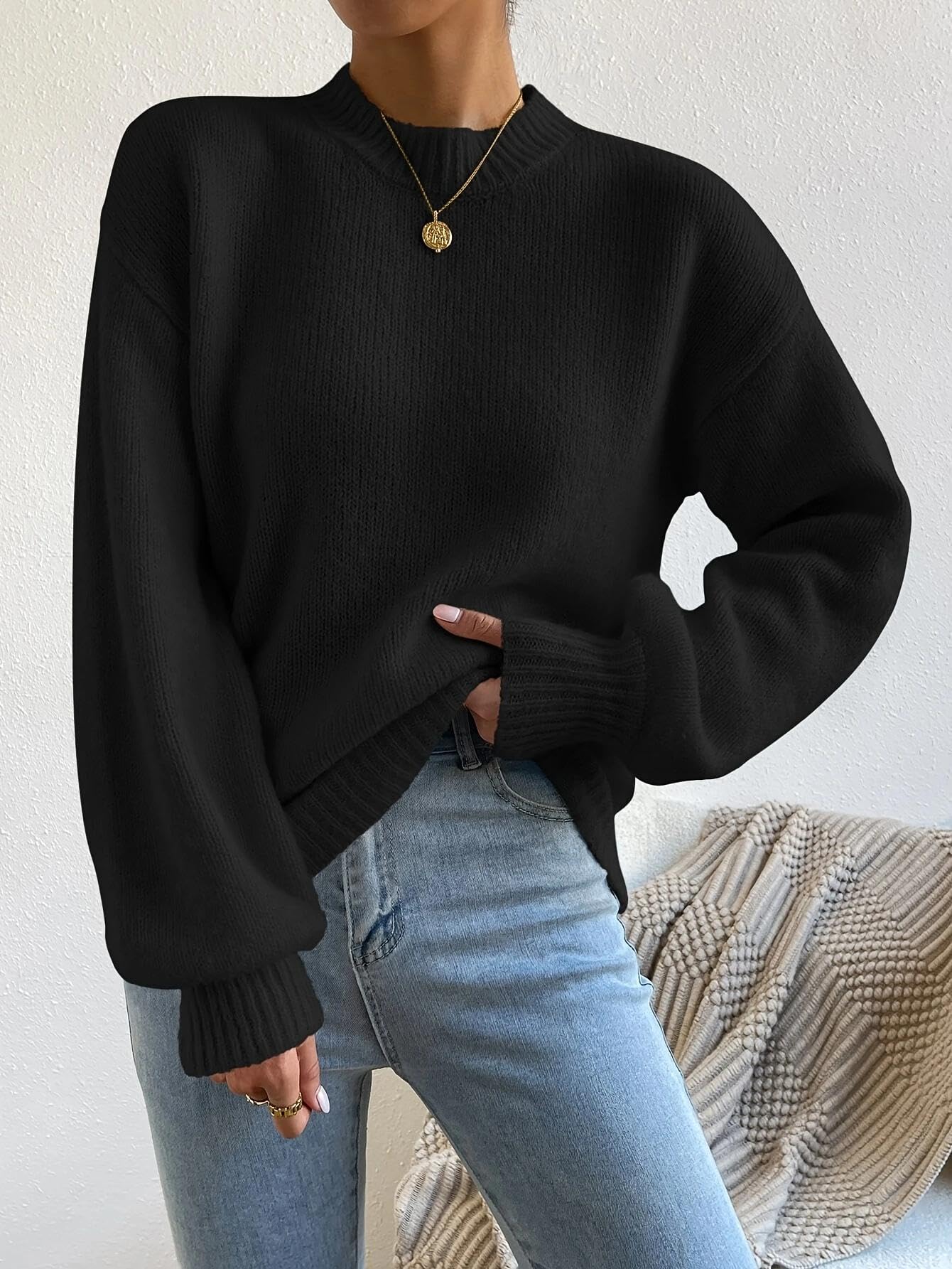 Women Turtleneck Sweater Soft Long Sleeve French Ribbed Casual Autumn Winter Swe