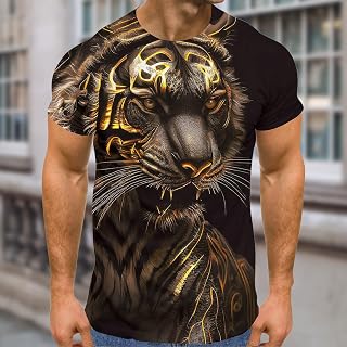 Maglietta da uomo con stampa geometrica, girocollo, maniche corte, casual, streetwear, alla moda, abbigliamento quotidiano