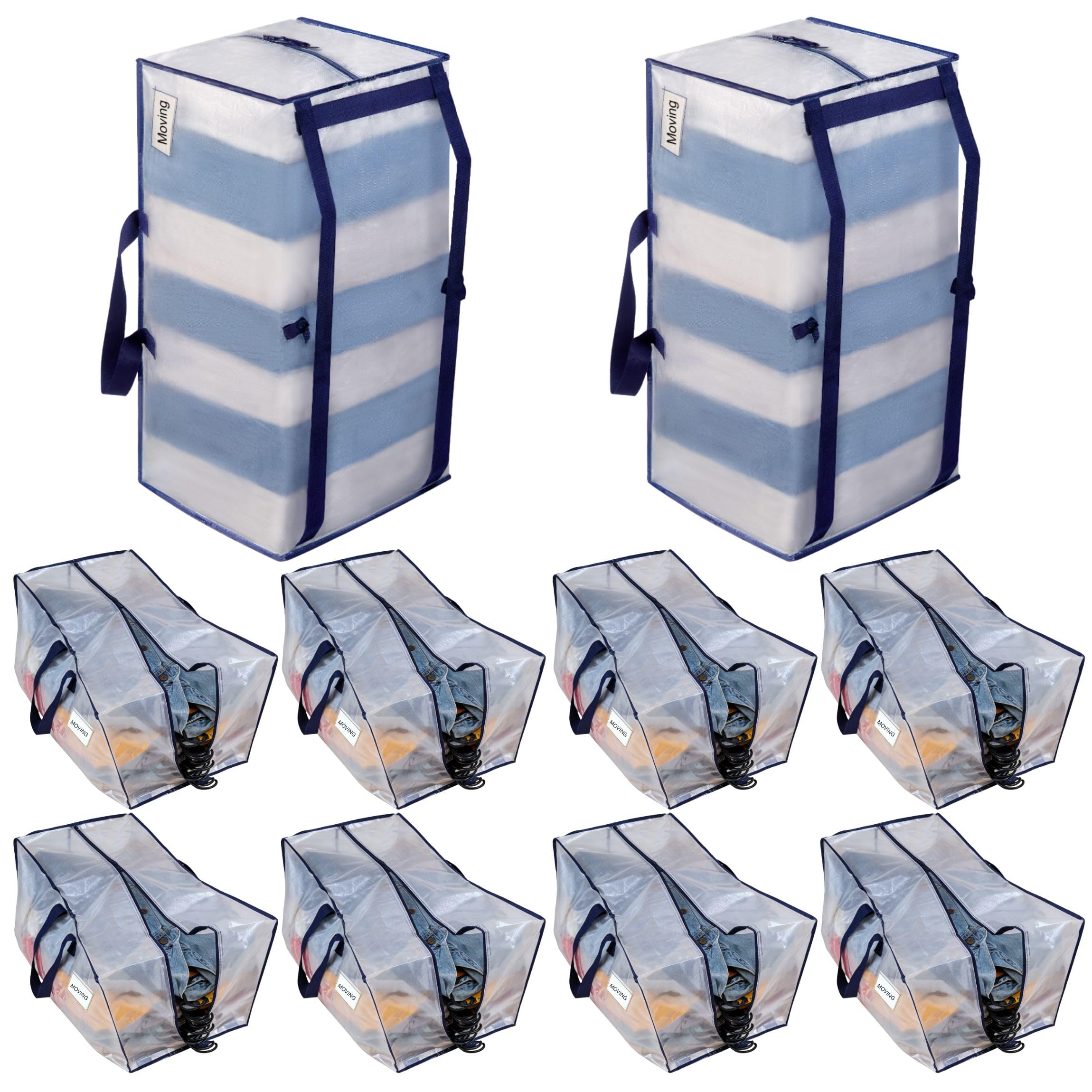VENO 10 Pack Clothes Storage Bags w/Backpack Straps Heavy Duty Moving Bags