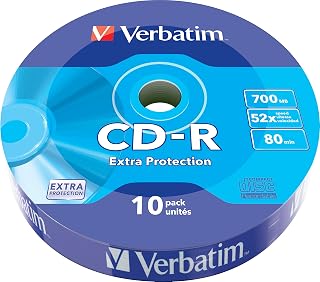 Verbatim CD-R Extra Protection 700MB CD Blanks - Ideal for Photo and Video Recording - Compatible with Any Conventional CD Drive - Pack of 10 Spindle
