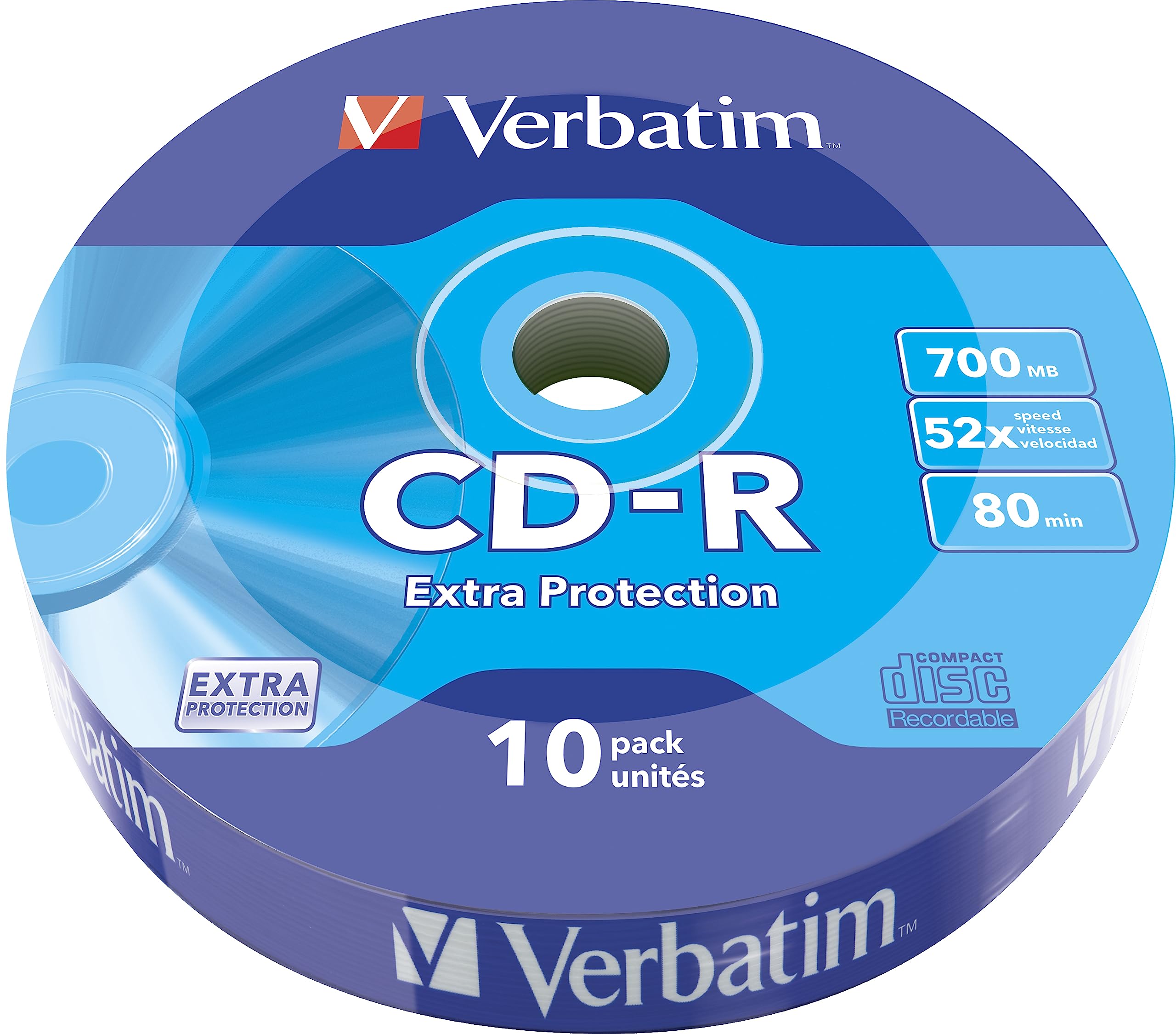 Verbatim CD-R Extra Protection 700MB CD Blanks - Ideal for Photo and Video Recor