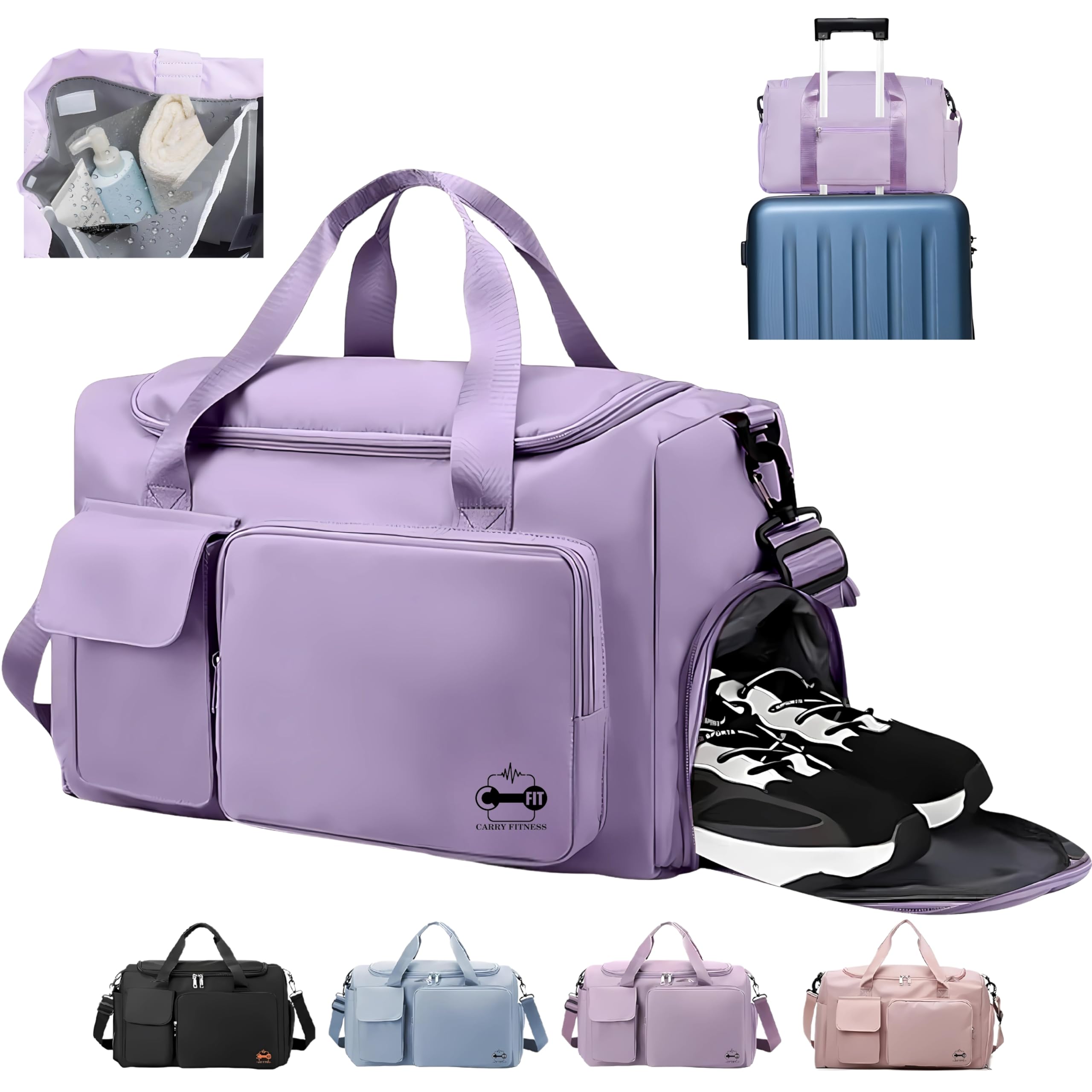 CarryFitness® Sports Gym Bag Duffle Bag with Shoes Compartment, Waterproof Weeke