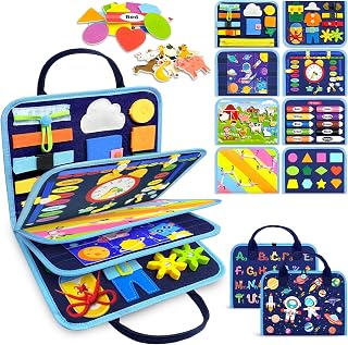 Gojmzo Busy Board Montessori Toys for Toddler Boy Girl Gifts Busy Book | Sensory Toys, Airplane Car Travel Toy, Learning Educational Toys, Activity Book, Toddler Activities, Fine Motor Skills