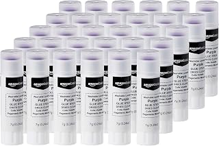 Amazon Basics Purple Washable School Glue Sticks for Classroom Supplies and Crafting, Dries Clear, 0.24-oz Stick, 30-Pack