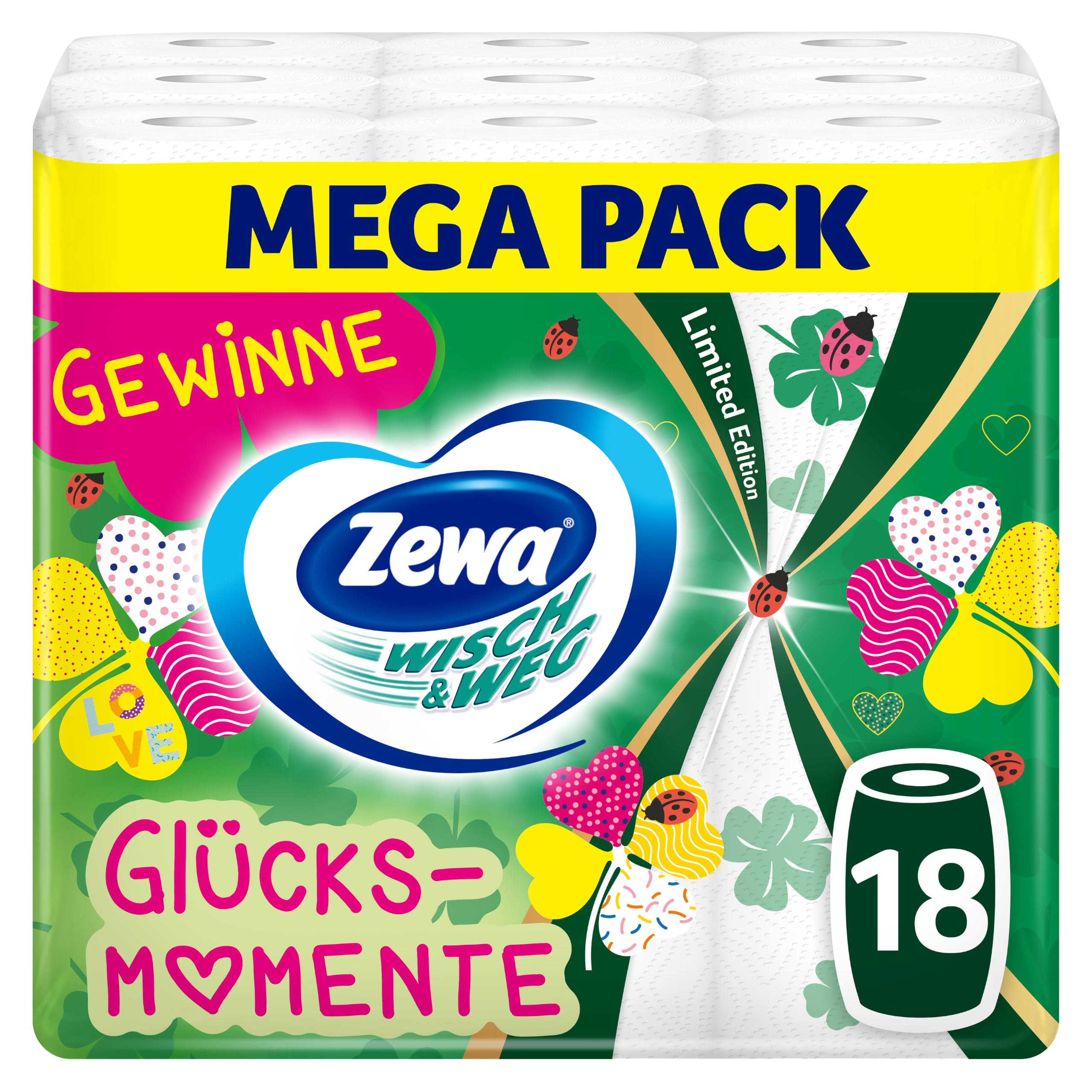 Zewa WischundWeg Limited Edition Kitchen Roll, Bulk Pack, Light, 9 x 2 Pieces