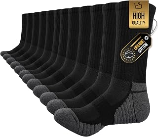 TANSTC Men's Hiking Crew Socks,Cushioned Outdoor Socks,6 Pairs