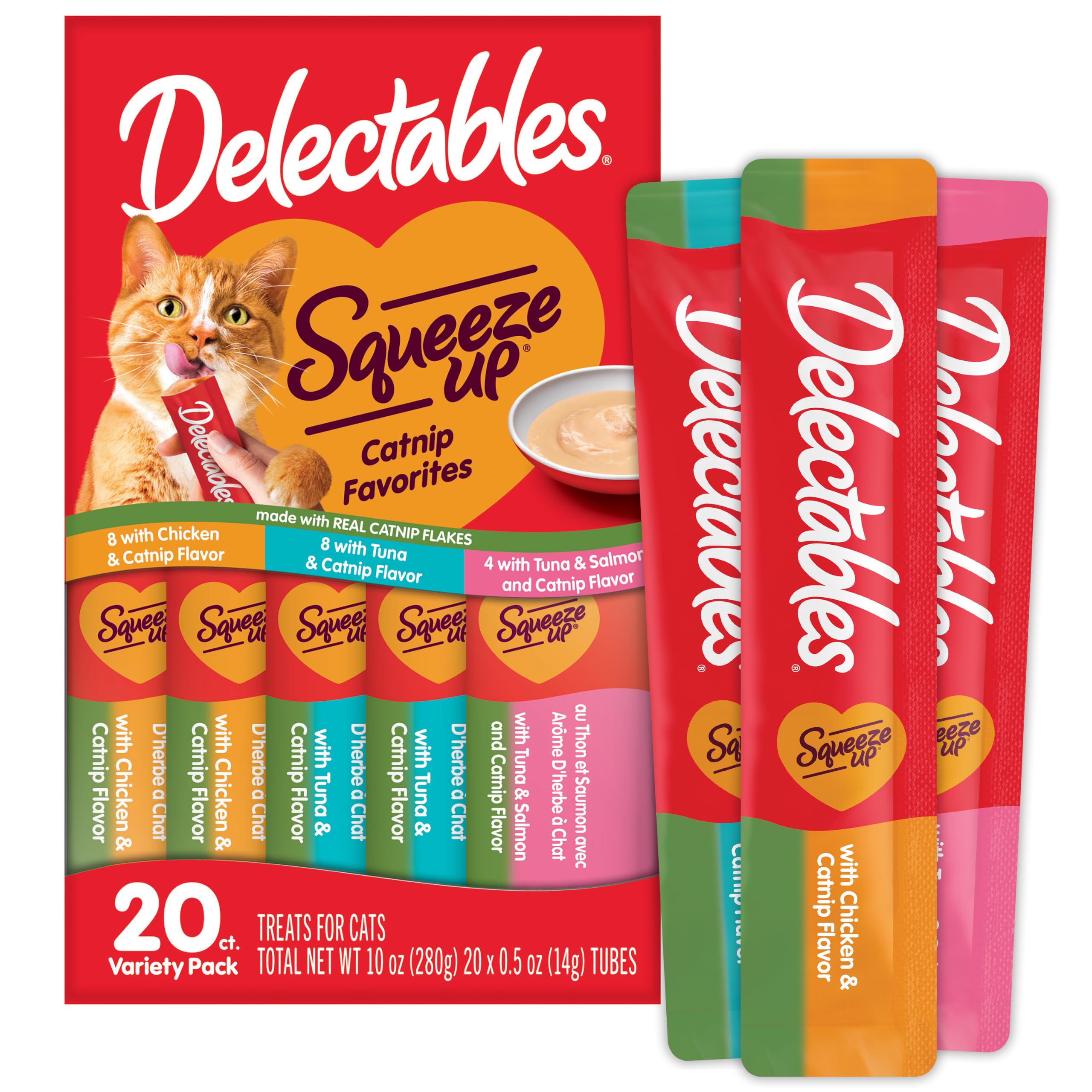 Delectables Squeeze Up Catnip Variety Pack, Creamy Squeezable Puree, Lickable We