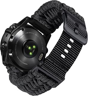 BINLUN Compatible with Garmin Strap 20 mm 22 mm 26 mm, Braided Nylon Paracord Straps Suitable for Quickfit Sport Replacement Strap for Forerunner/for Instinct/for Fenix/for Descent Men