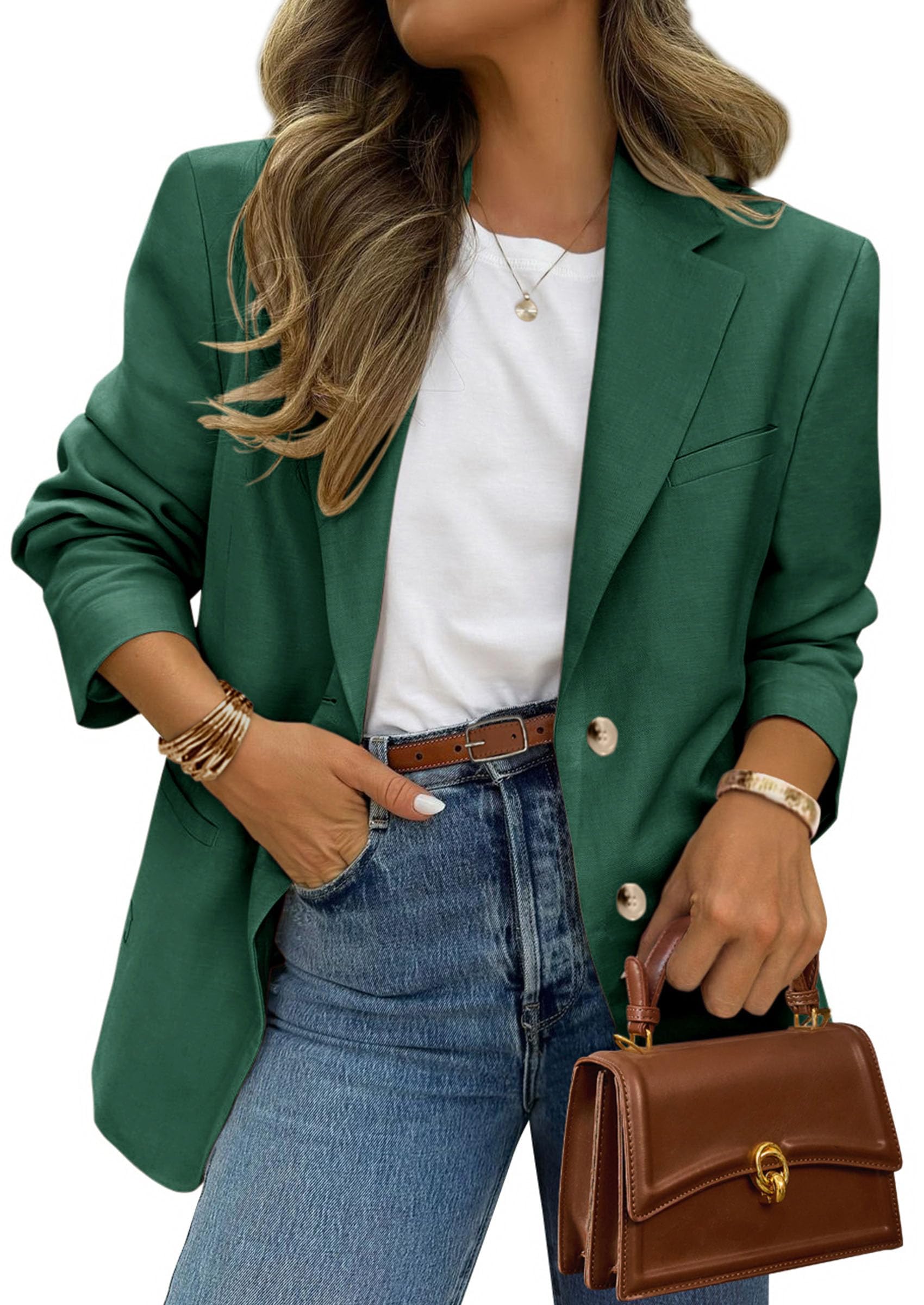 PRETTYGARDEN 2025 Blazers for Women Business Casual Long Sleeve Lapel Open Front