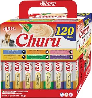 INABA Churu Snack for Cats, Chicken and Tuna Multipack, 120 x 14 g | Smooth, Creamy Snack, Delicious and Healthy, Lick Sticks, Pureed Food Supplement, Natural, Grain Free
