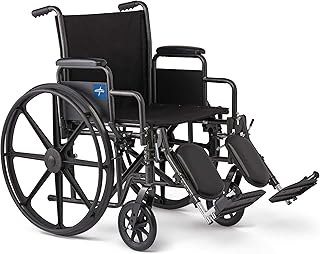 Medline K1 Guardian Wheelchair, 18" Wide, Nylon Upholstery, Swing-Back Desk-Length Arms, Elevating Leg Rests
