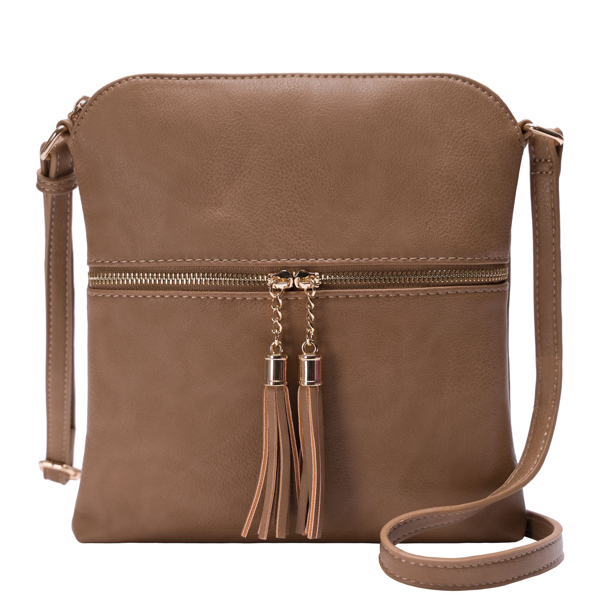 Solene Womens Lightweight Medium Crossbody Purse with Tassel, Perfect Size Cross