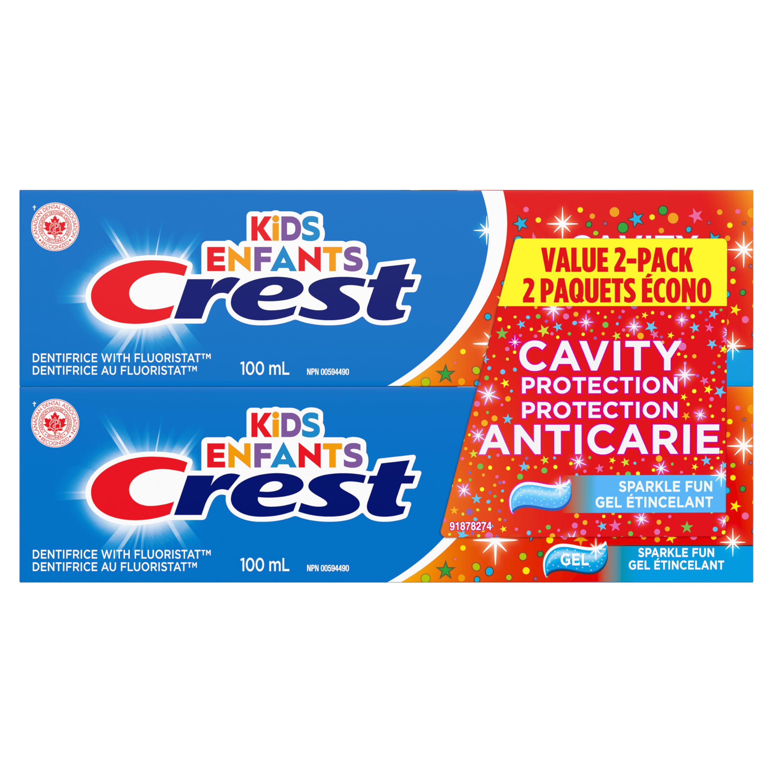 Crest Kid's Toothpaste Cavity Protection Sparkle Fun Gel, 200 mL Total (2 Count 