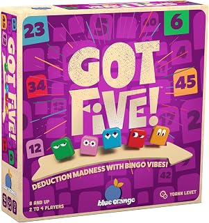 blue orange Got Five! Number Puzzle Strategy Game Logic Game and Hidden Number Deduction for Children, Families and Adults 2-4 Players from 8 Years