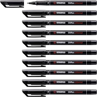 STABILO - Marker - OHPen universal Permanent | Fine Line (0.8mm), Pack of 10, Black