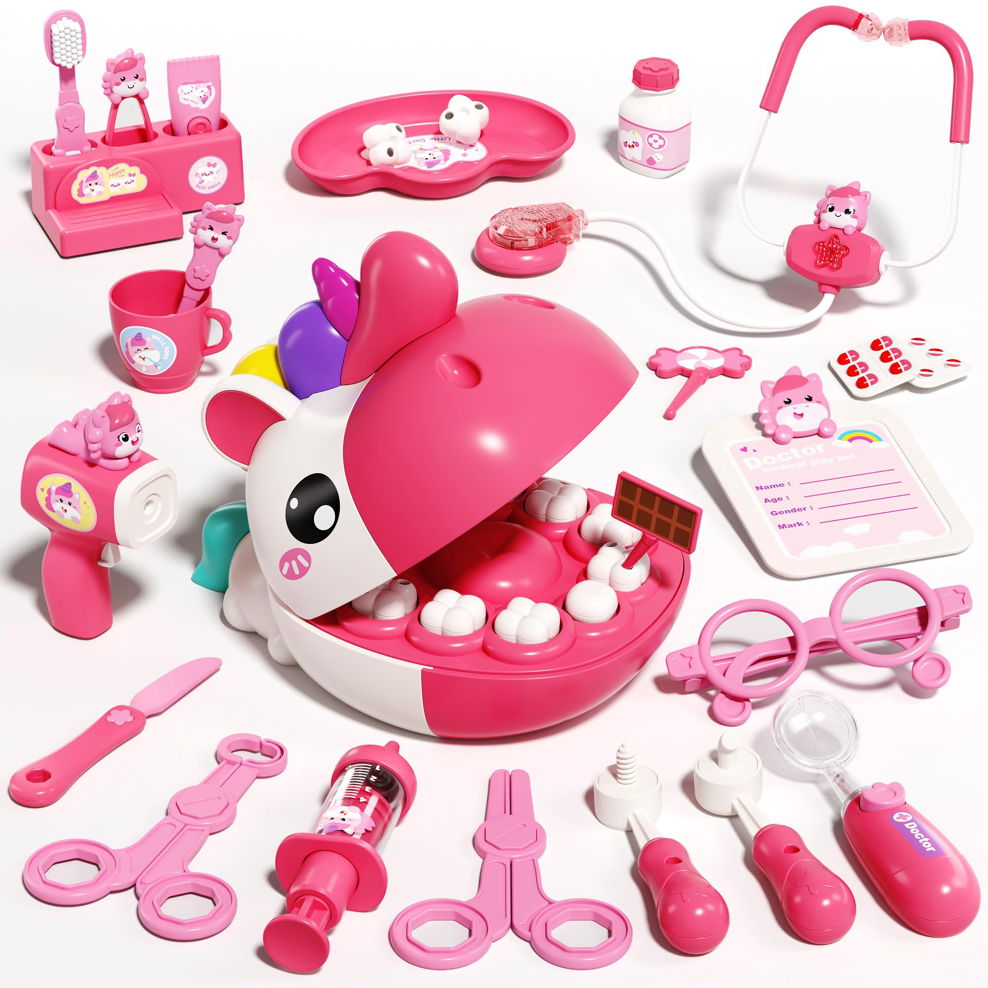 Dentist Kit for Kids 3 Year Old Girl Gifts,Doctor Kit Kids with Light&Sound | De