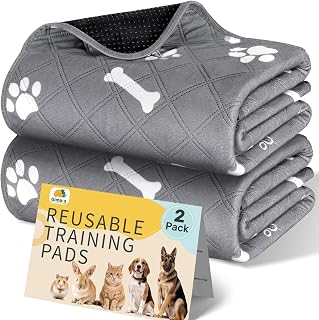 100×70cm 2 Pack Gimars Thick Super Absorbent Washable Puppy Pads for Incontinence and Training, Reusable Puppy Pads, Waterproof Non-Slip Dog Pee Pads, Whelping Mat, Puppy Mat for Floor, Dog Crate