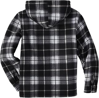 SCODI Men's Flannel Shirt Jacket Fleece Sherpa Lined Plaid Zip Up Hoodies