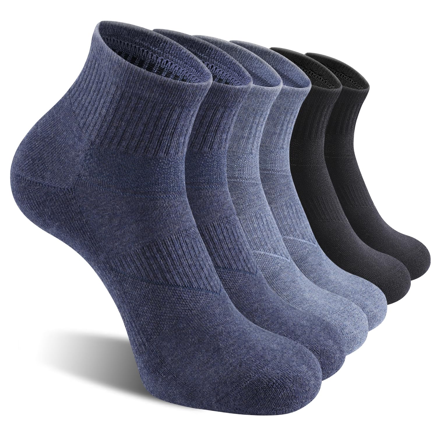 CS CELERSPORT 6 Pack Men's Ankle Socks with Cushion Athletic Running Socks