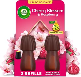Air Wick Cherry Blossom & Raspberry Essential Mist Twin Refill 20ml, Lasting for up to 45 days per refill, Air Freshener