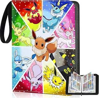 Hlisippa 4 Pocket Card Binder, 400 Pockets Trading Card Binder, PU Card Folder with 50 Double Sleeves, Portable Zipper Binder for Collectors