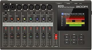 Zoom R20 Multi Track Tabletop Recorder, with Touchscreen, Onboard Editing, 16 Tracks, 6 XLR Inputs, 2 Combo Inputs, Effects, Synth, Drum Loops, and USB Audio Interface.