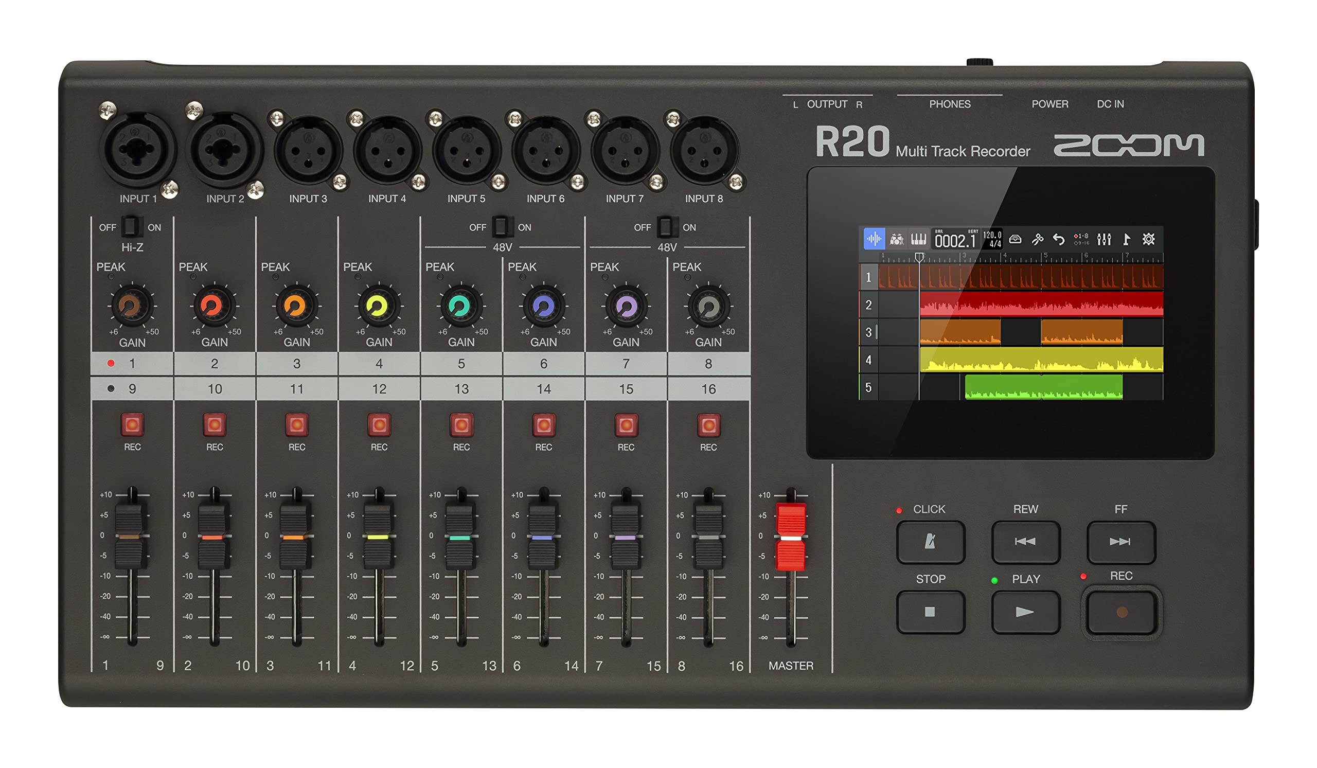 Zoom R20 Multi Track Tabletop Recorder, with Touchscreen, Onboard Editing, 16 Tr