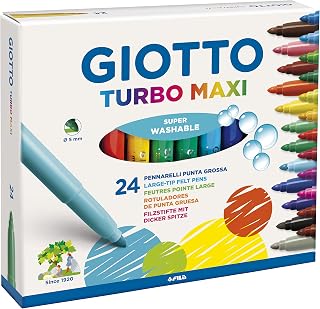 GIOTTO Turbo Maxi 5mm Super Washable Large Tip Marker Pens (Pack of 24)