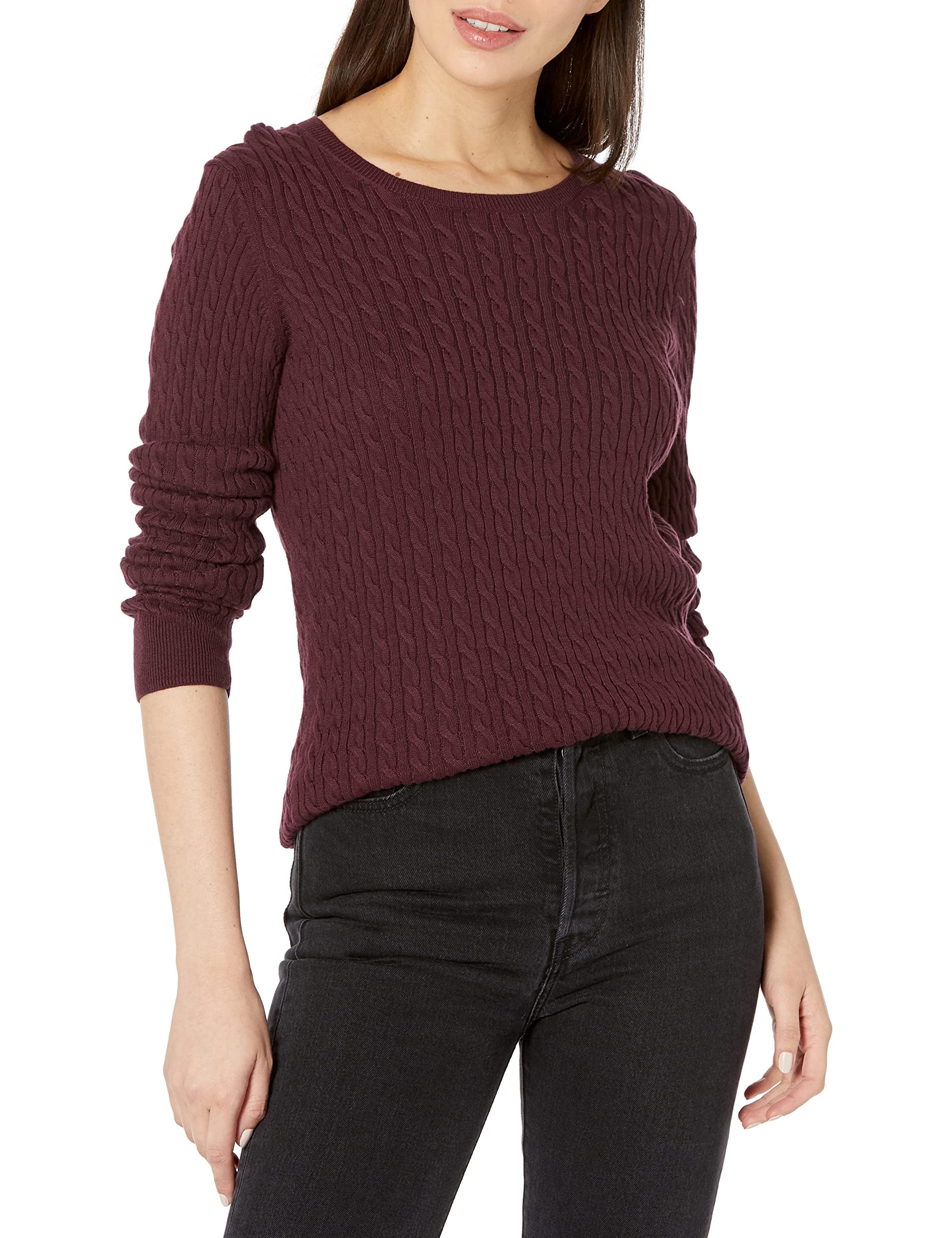 Amazon Essentials Women's Lightweight Cable-Knit Long-Sleeve Jumper