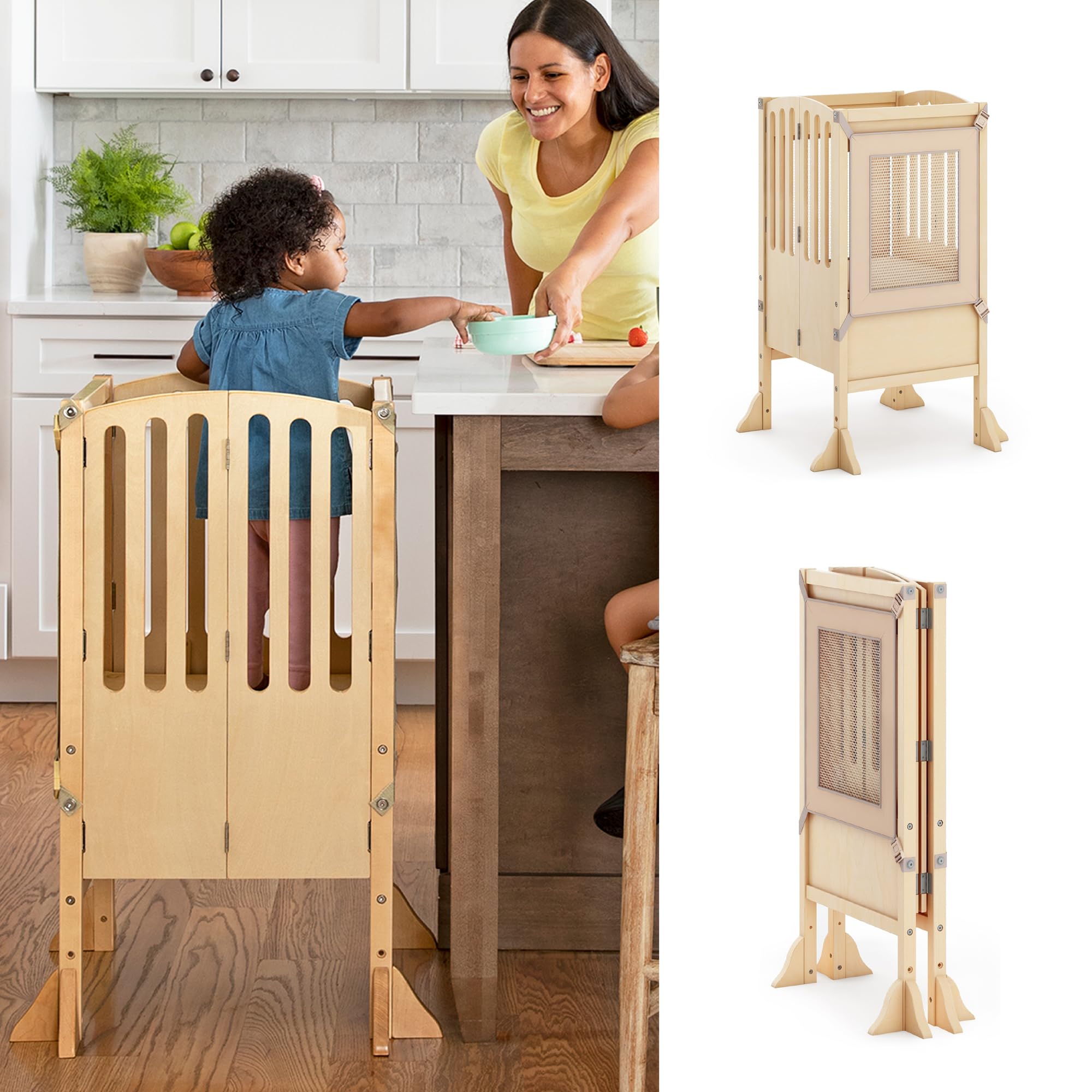 Guidecraft Kitchen Helper® Toddler Tower Step Stool - Contemporary - Natural: Fo