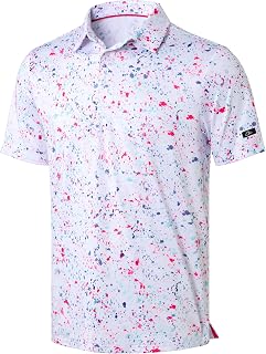 Obla Men's Golf Polo Shirts Print Short Sleeve Dry Fit Collared Shirt | Moisture Wicking, Performance, Lightweight, Casual, Polo Shirts for Men