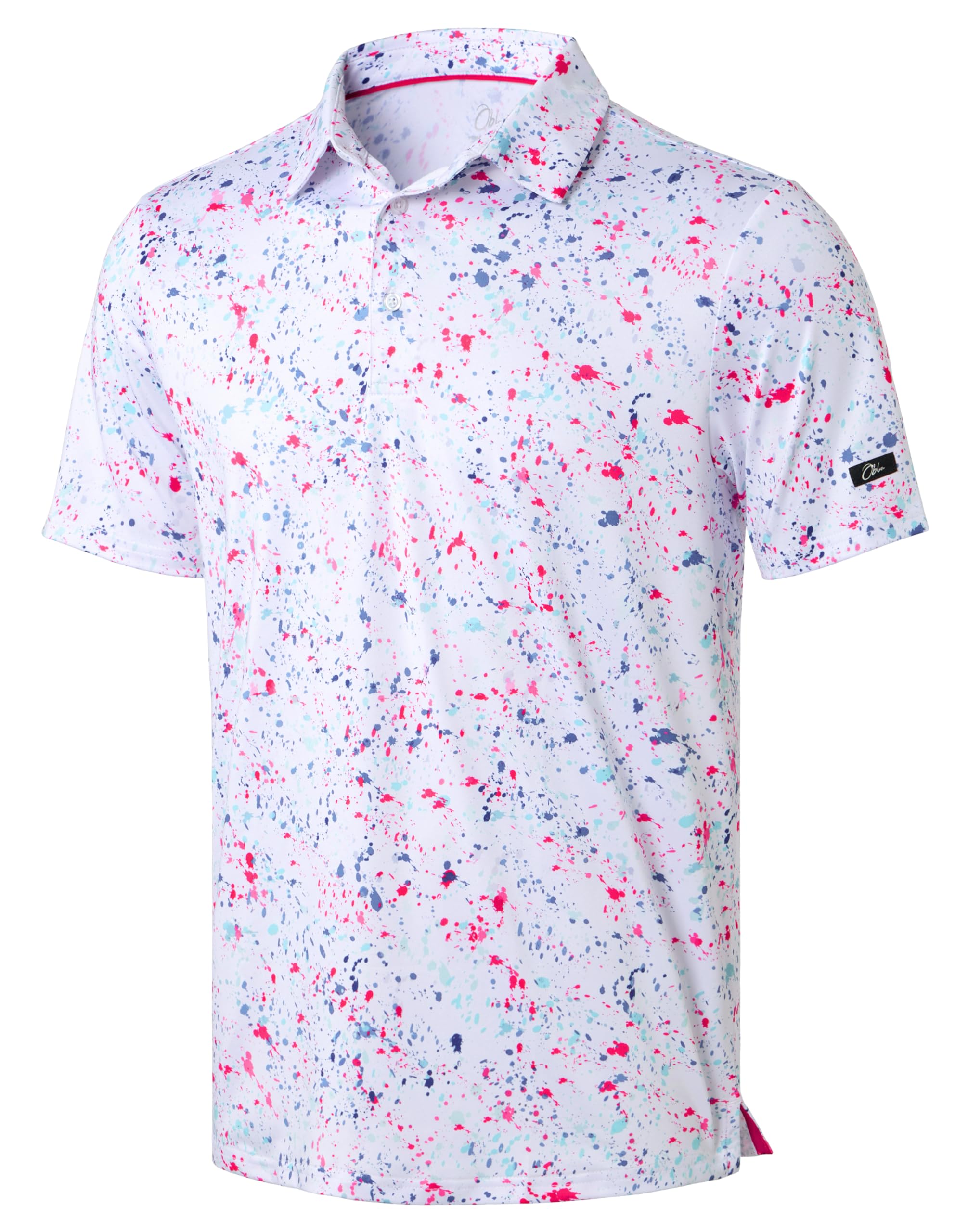 Obla Men's Golf Polo Shirts Print Short Sleeve Dry Fit Collared Shirt | Moisture