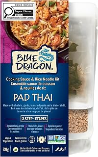 Blue Dragon Pad Thai 3 Step Meal Kit, No Artificial Flavours, 220g | Cook a full authentic Pad Thai with flat rice noodles, tamarind sauce and crushed peanuts, vegan and gluten free, Serves 2
