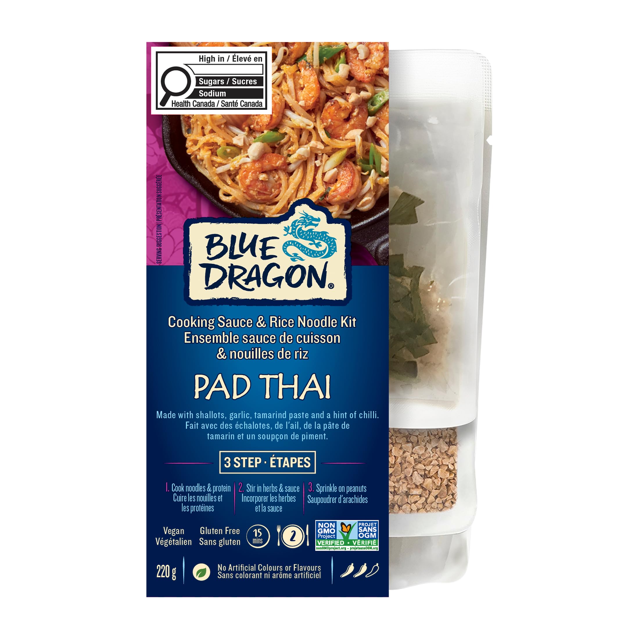 Blue Dragon Pad Thai 3 Step Meal Kit, No Artificial Flavours, 220g | Cook a full