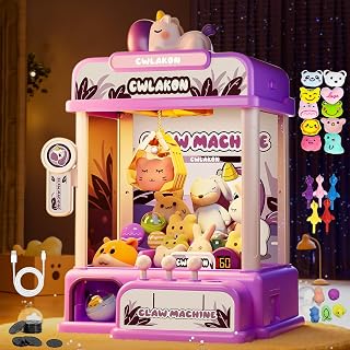 CWLAKON Claw Machine for Kids Adults with Sound, Unicorns Toys for Girls Age 3+, Arcade Games Mini Vending Machine with Mini Plush Toys, Candy Grabber Prize Dispenser Machine, Christmas Birthday Gifts